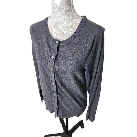 Eddie Bauer Sweater Cardigan Long Sleeve Button Up Gray Women's Medium - Picture 2 of 7